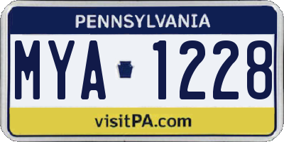 PA license plate MYA1228