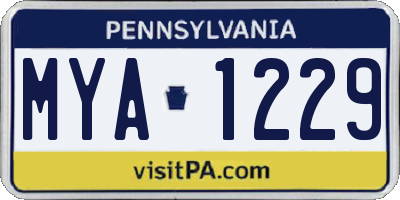 PA license plate MYA1229