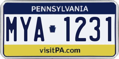 PA license plate MYA1231