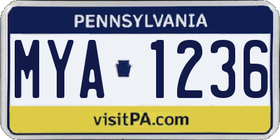 PA license plate MYA1236
