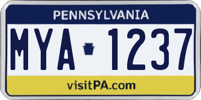 PA license plate MYA1237