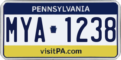 PA license plate MYA1238