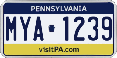 PA license plate MYA1239