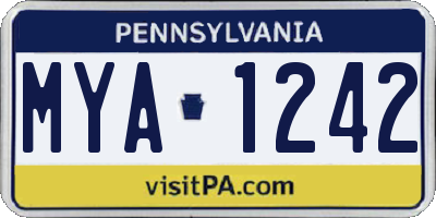 PA license plate MYA1242