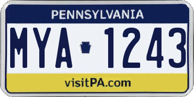 PA license plate MYA1243