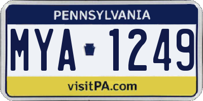 PA license plate MYA1249