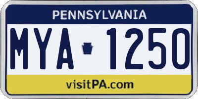 PA license plate MYA1250