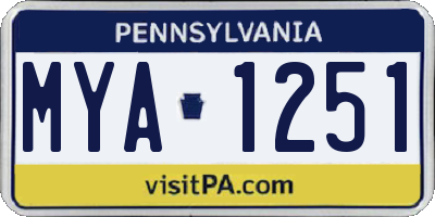 PA license plate MYA1251