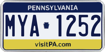 PA license plate MYA1252