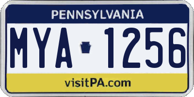 PA license plate MYA1256