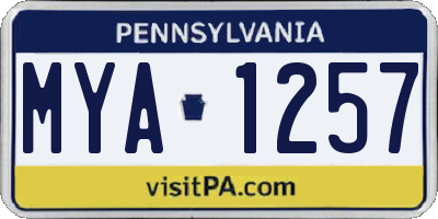 PA license plate MYA1257