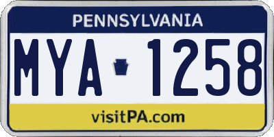 PA license plate MYA1258