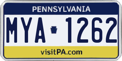 PA license plate MYA1262