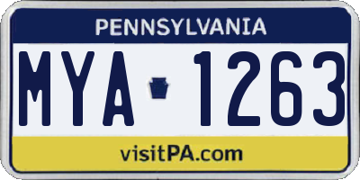 PA license plate MYA1263