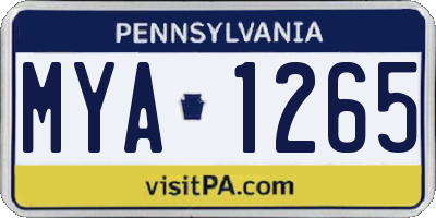 PA license plate MYA1265