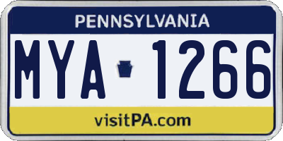PA license plate MYA1266