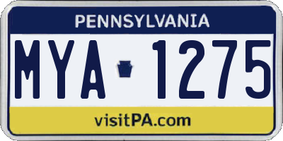 PA license plate MYA1275