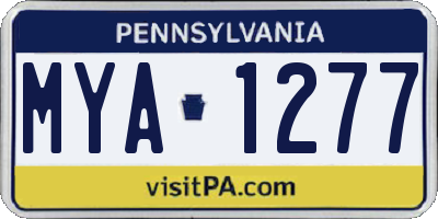 PA license plate MYA1277