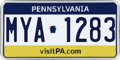 PA license plate MYA1283