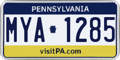 PA license plate MYA1285