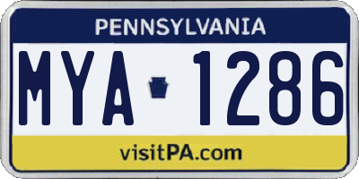 PA license plate MYA1286