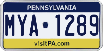 PA license plate MYA1289