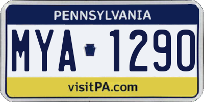 PA license plate MYA1290
