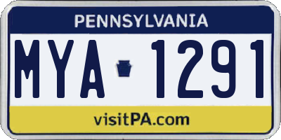 PA license plate MYA1291