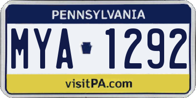 PA license plate MYA1292