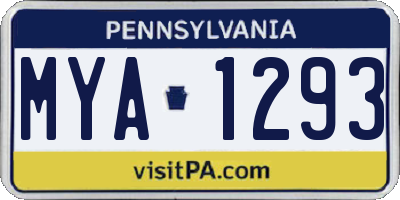 PA license plate MYA1293