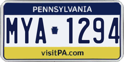 PA license plate MYA1294