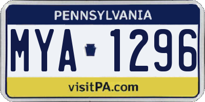 PA license plate MYA1296