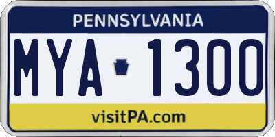 PA license plate MYA1300