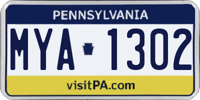 PA license plate MYA1302