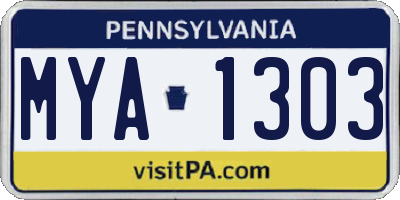 PA license plate MYA1303