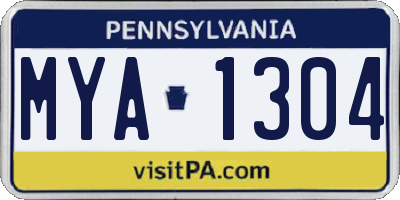 PA license plate MYA1304