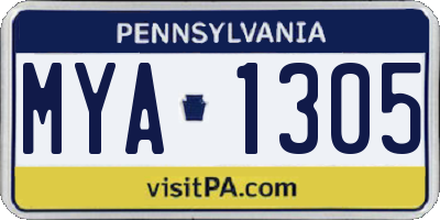 PA license plate MYA1305