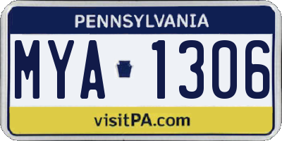 PA license plate MYA1306