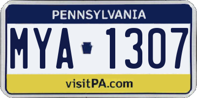 PA license plate MYA1307