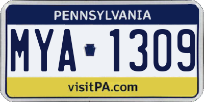 PA license plate MYA1309