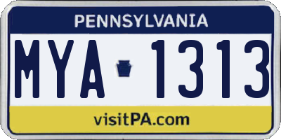 PA license plate MYA1313