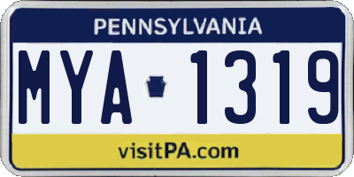 PA license plate MYA1319