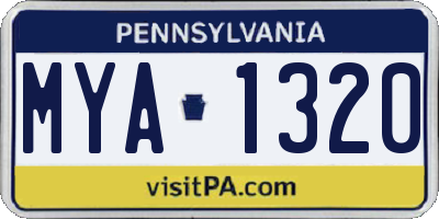 PA license plate MYA1320