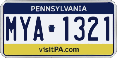 PA license plate MYA1321