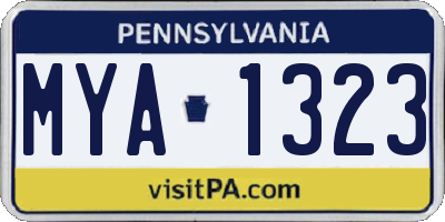 PA license plate MYA1323