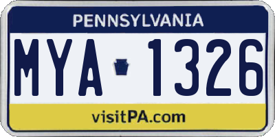 PA license plate MYA1326