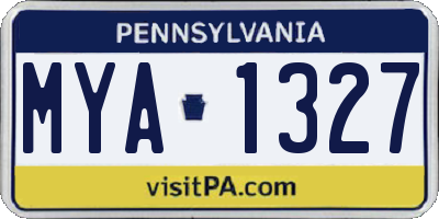 PA license plate MYA1327