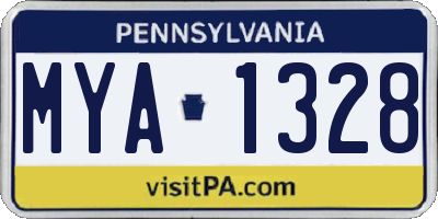 PA license plate MYA1328