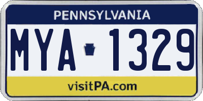 PA license plate MYA1329