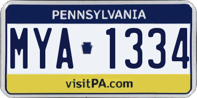 PA license plate MYA1334